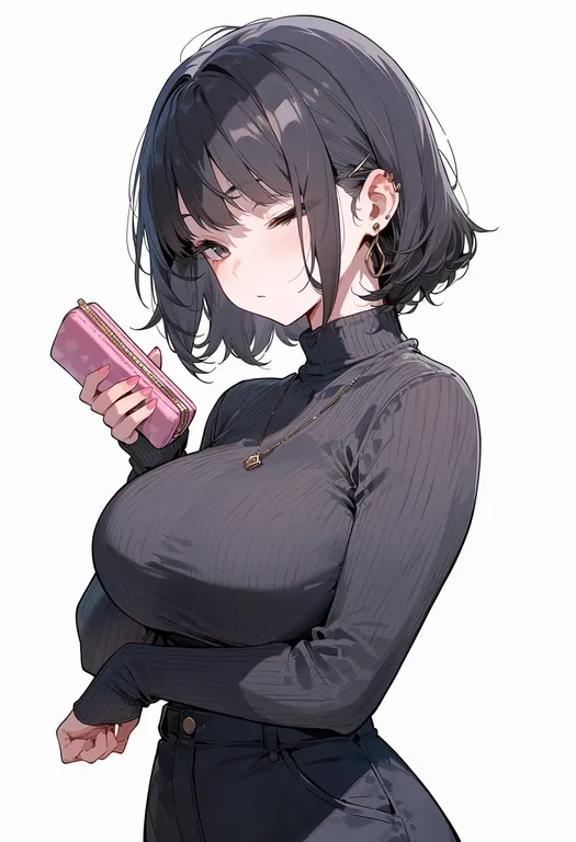 masterpiece, best quality, score_7, safe, pencil case, 1girl, solo, upper body, simple background — by k3scat, made with ComfyUI