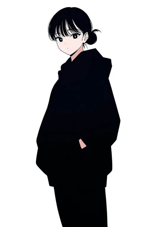 masterpiece, best quality, newest, absurdres, highres, safe, hand_in_pocket, 1girl, solo, full_body, simple_background — by k3scat, made with ComfyUI