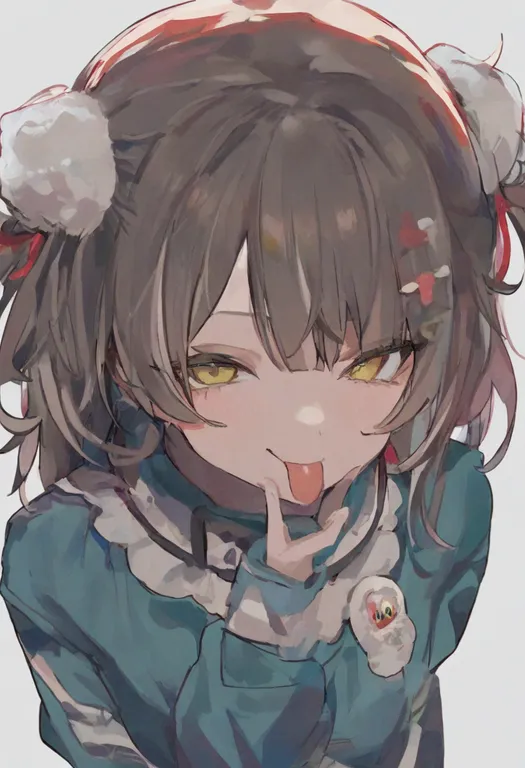 masterpiece, best quality, general, tongue out, 1girl, solo, simple background — by k3scat, made with ComfyUI