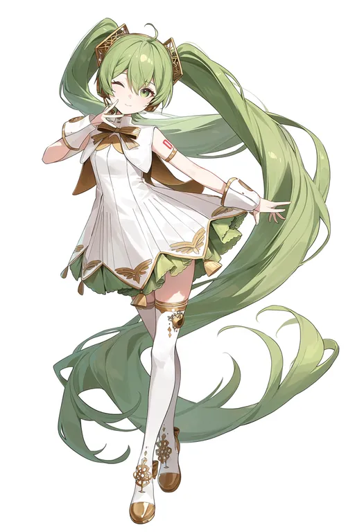 masterpiece, best quality, score_7, safe, miku symphony (vocaloid), solo, simple background — by k3scat, made with ComfyUI