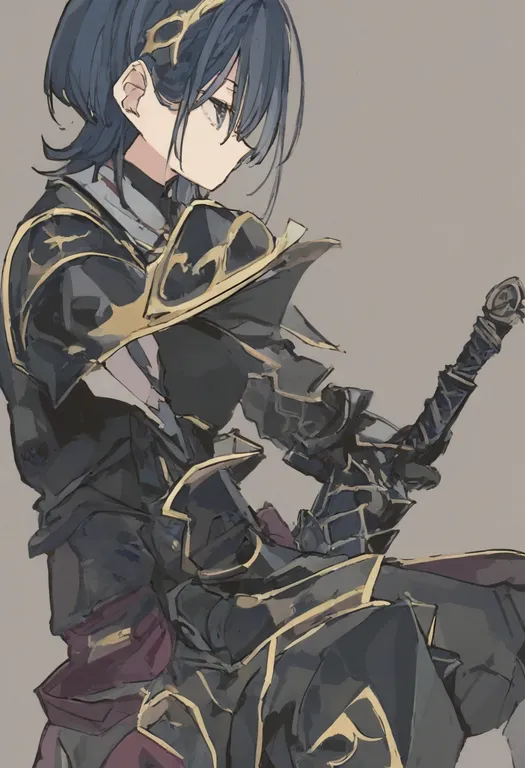 masterpiece, best quality, general, sword, 1girl, solo, simple background — by k3scat, made with ComfyUI