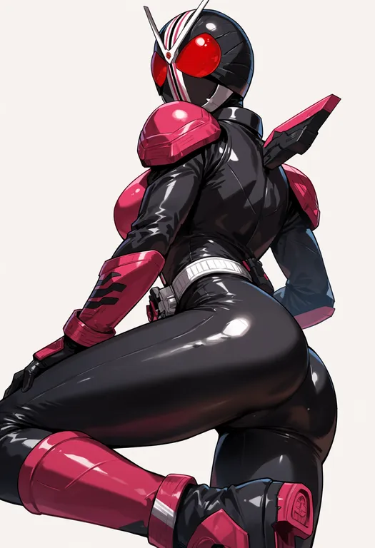 masterpiece, best quality, score_7, safe, kamen rider w, solo, simple background — by k3scat, made with ComfyUI