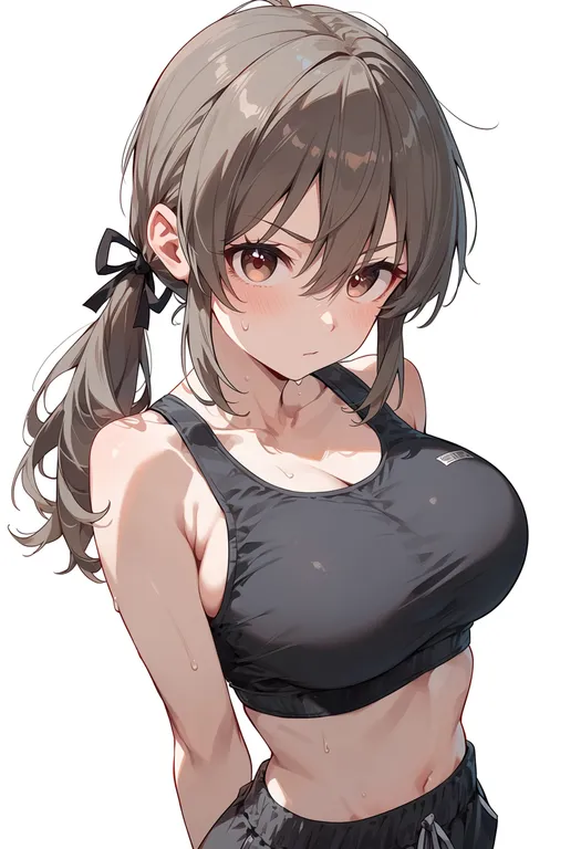 masterpiece, best quality, score_7, safe, hori yuko, solo, upper body, simple background — by k3scat, made with ComfyUI