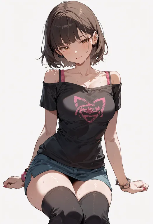 masterpiece, best quality, score_7, safe, idolmaster 1, solo, simple background — by k3scat, made with ComfyUI