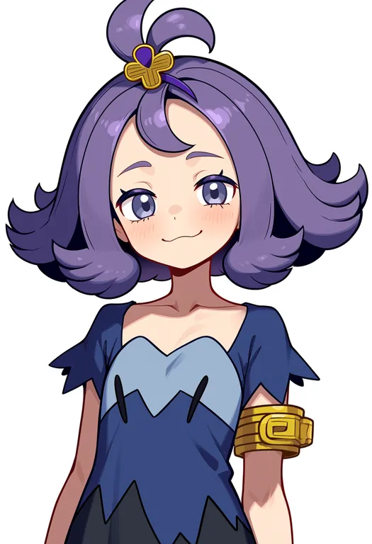 masterpiece, best quality, score_7, safe, acerola (pokemon), pokemon, solo, upper body, simple background — by k3scat, made with ComfyUI