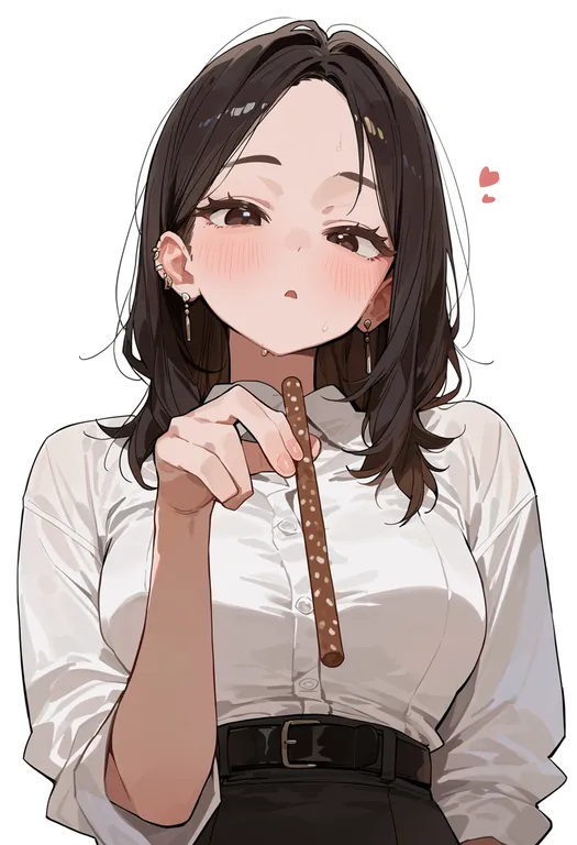 masterpiece, best quality, score_7, safe, wafer stick, 1girl, solo, upper body, simple background — by k3scat, made with ComfyUI