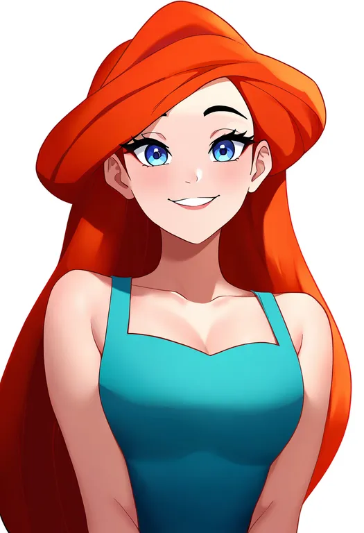 masterpiece, best quality, newest, absurdres, highres, safe, ariel_(disney), disney, solo, upper_body, simple_background — by k3scat, made with ComfyUI