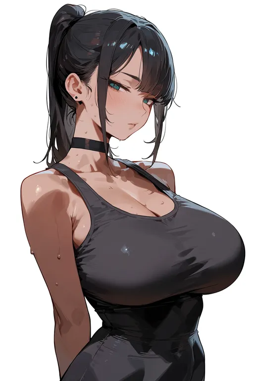masterpiece, best quality, score_7, safe, umaibou, 1girl, solo, upper body, simple background — by k3scat, made with ComfyUI