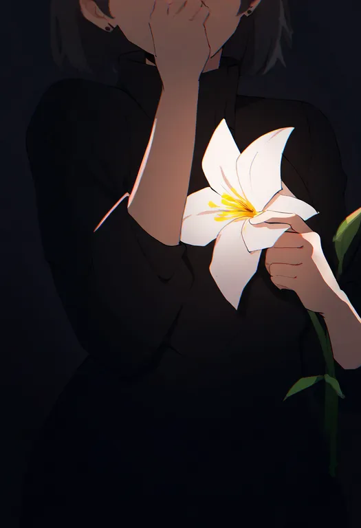 masterpiece, best quality, newest, absurdres, highres, safe, smelling_flower, 1girl, solo — by k3scat, made with ComfyUI
