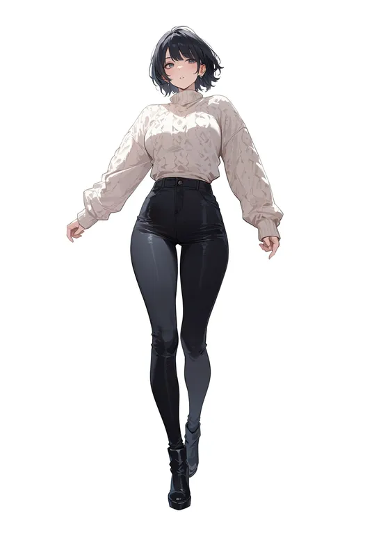 masterpiece, best quality, score_7, safe, walk cycle, 1girl, solo, full body, simple background — by k3scat, made with ComfyUI