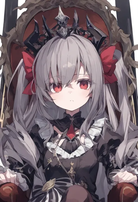 masterpiece, best quality, general, throne, 1girl, solo, simple background — by k3scat, made with ComfyUI