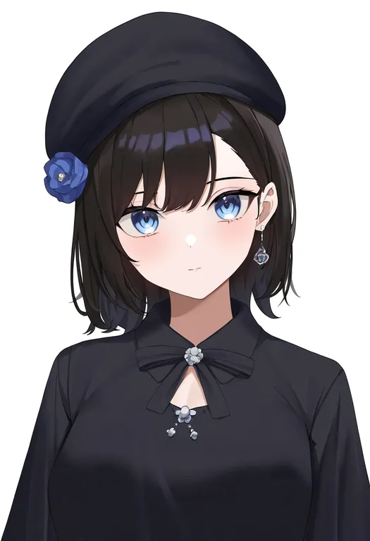 masterpiece, best quality, newest, absurdres, highres, safe, cloche_hat, 1girl, solo, upper_body, simple_background — by k3scat, made with ComfyUI