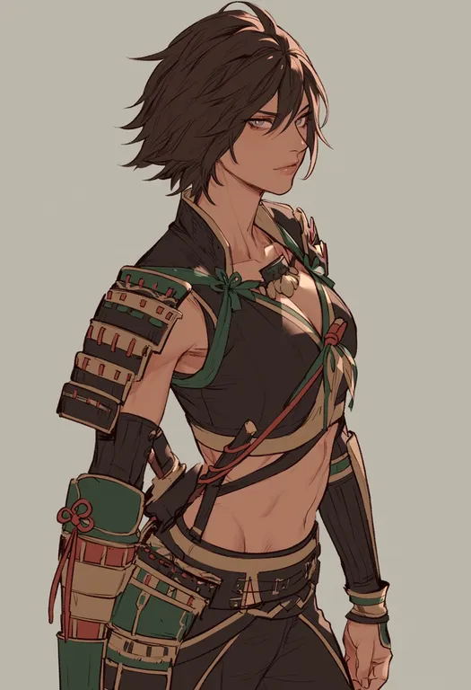 masterpiece, best quality, score_7, safe, sengoku musou, solo, simple background — by k3scat, made with ComfyUI
