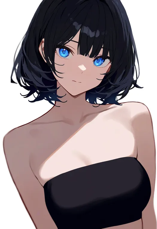 masterpiece, best quality, newest, absurdres, highres, safe, strapless_bra, 1girl, solo, upper_body, simple_background — by k3scat, made with ComfyUI