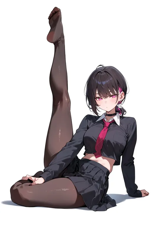 masterpiece, best quality, score_7, safe, knee up, 1girl, solo, full body, simple background — by k3scat, made with ComfyUI