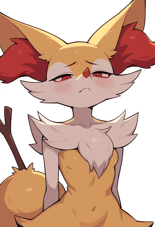 masterpiece, best quality, score_7, safe, braixen, solo, upper body, simple background — by k3scat, made with ComfyUI