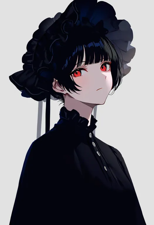 masterpiece, best quality, newest, absurdres, highres, safe, frilled_hat, 1girl, solo, upper_body, simple_background — by k3scat, made with ComfyUI