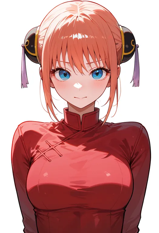masterpiece, best quality, score_7, safe, kagura (gintama), gintama, solo, upper body, simple background — by k3scat, made with ComfyUI