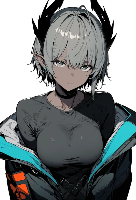 masterpiece, best quality, score_7, safe, raidian (arknights), arknights, solo, upper body, simple background — by k3scat, made with ComfyUI