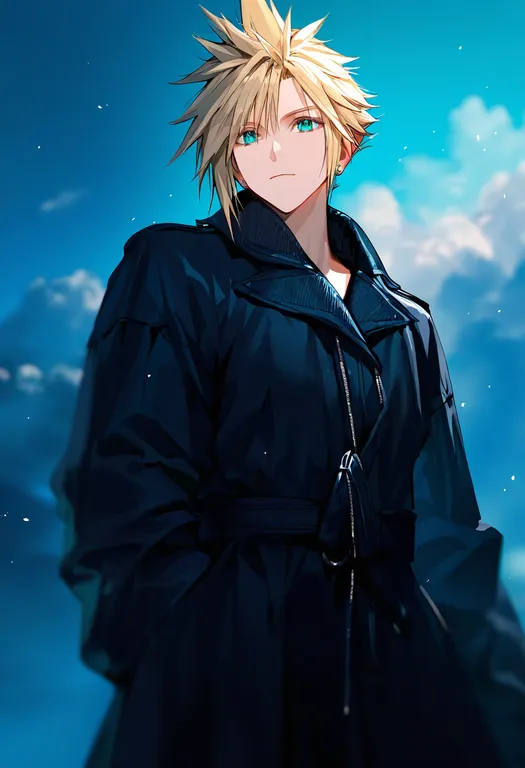 masterpiece, best quality, newest, absurdres, highres, safe, cloud_strife, final_fantasy_vii — by k3scat, made with ComfyUI