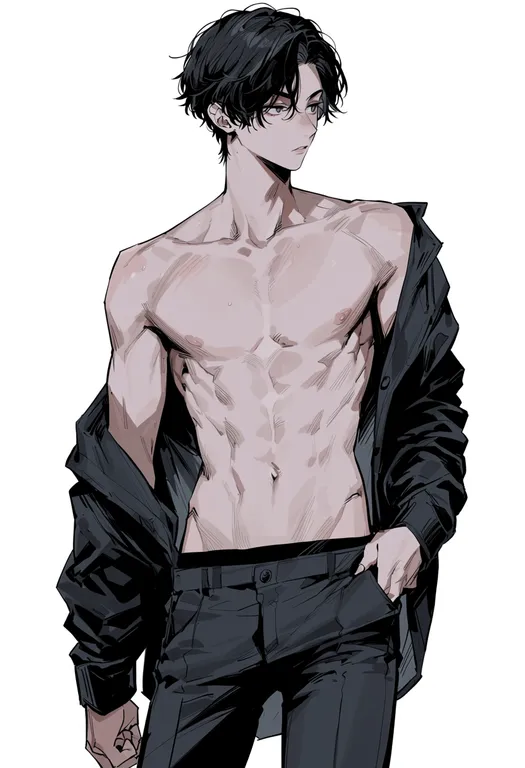 masterpiece, best quality, score_7, safe, toned male, 1boy, solo, simple background — by k3scat, made with ComfyUI