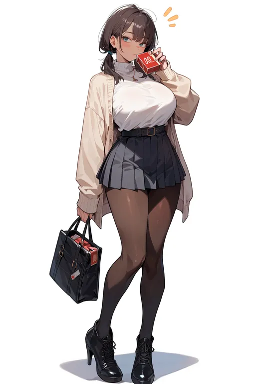 masterpiece, best quality, score_7, safe, condom box, 1girl, solo, simple background — by k3scat, made with ComfyUI