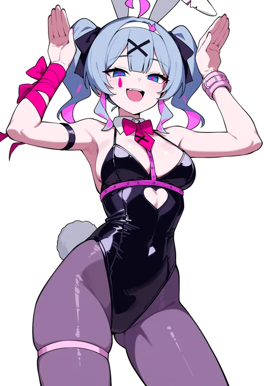 masterpiece, best quality, score_7, safe, rabbit hole (vocaloid), solo, simple background — by k3scat, made with ComfyUI