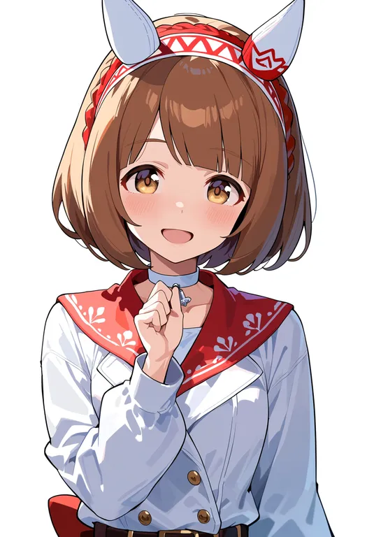 masterpiece, best quality, score_7, safe, yukino bijin (umamusume), umamusume, solo, upper body, simple background — by k3scat, made with ComfyUI
