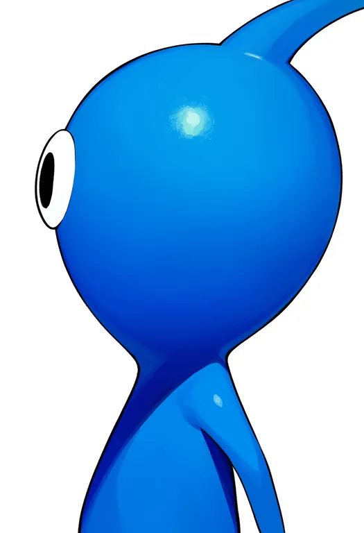 masterpiece, best quality, score_7, safe, blue pikmin, solo, upper body, simple background — by k3scat, made with ComfyUI