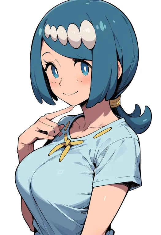 masterpiece, best quality, score_7, safe, lana's mother (pokemon), pokemon, solo, upper body, simple background — by k3scat, made with ComfyUI