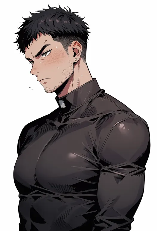 masterpiece, best quality, score_7, safe, sanada akihiko, solo, upper body, simple background — by k3scat, made with ComfyUI