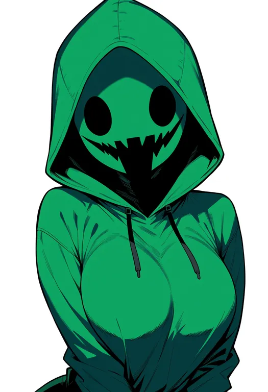 masterpiece, best quality, score_7, safe, creeper, solo, upper body, simple background — by k3scat, made with ComfyUI
