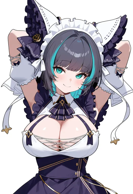 masterpiece, best quality, score_7, safe, cheshire (azur lane), azur lane, solo, upper body, simple background — by k3scat, made with ComfyUI