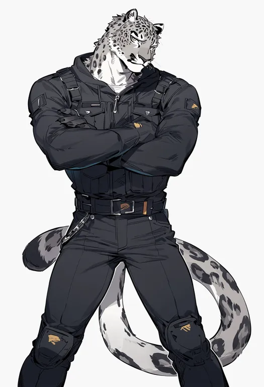 masterpiece, best quality, score_7, safe, leopard boy, 1boy, solo, simple background — by k3scat, made with ComfyUI