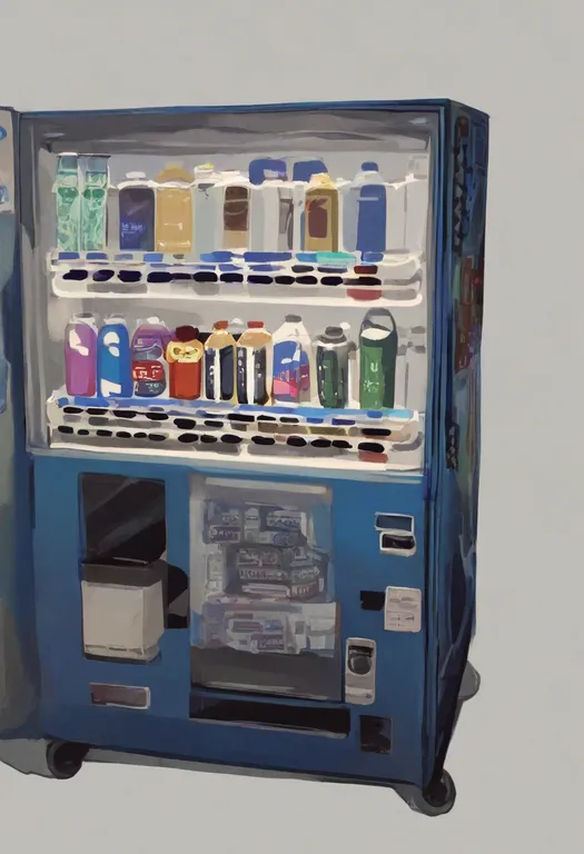 masterpiece, best quality, general, vending machine, 1girl, solo, simple background — by k3scat, made with ComfyUI