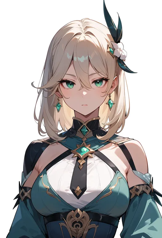 masterpiece, best quality, score_7, safe, varka (genshin impact), genshin impact, solo, upper body, simple background — by k3scat, made with ComfyUI