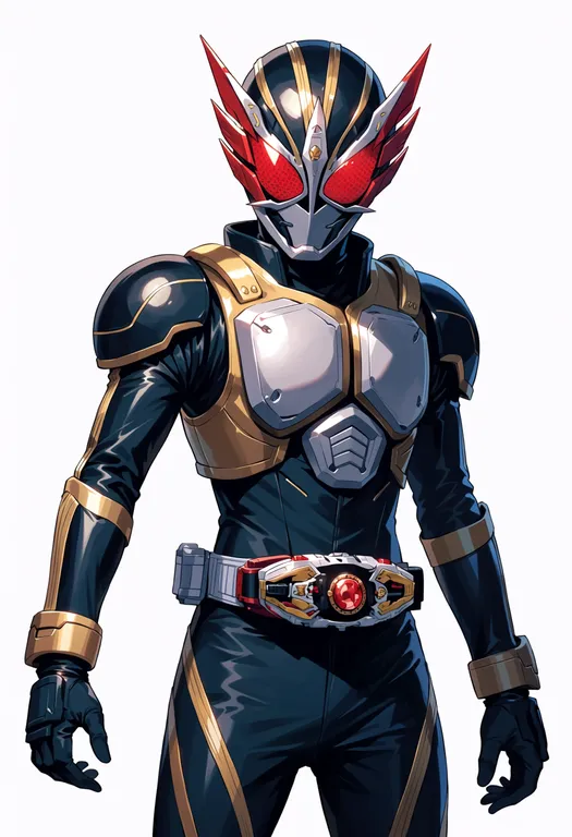 masterpiece, best quality, score_7, safe, kamen rider ryuki (series), solo, simple background — by k3scat, made with ComfyUI