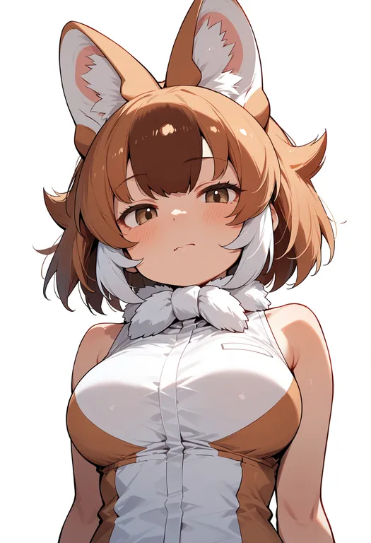 masterpiece, best quality, score_7, safe, dhole (kemono friends), kemono friends, solo, upper body, simple background — by k3scat, made with ComfyUI