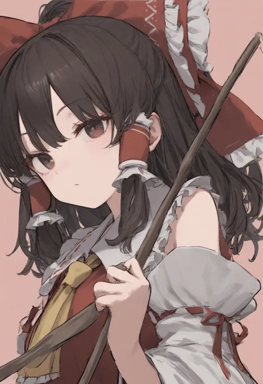 masterpiece, best quality, general, hakurei reimu, touhou, solo, upper body, simple background — by k3scat, made with ComfyUI