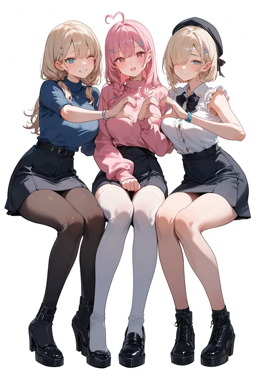 masterpiece, best quality, score_7, safe, heart hands trio, 1girl — by k3scat, made with ComfyUI