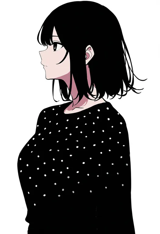 masterpiece, best quality, newest, absurdres, highres, safe, polka_dot, 1girl, solo, upper_body, simple_background — by k3scat, made with ComfyUI