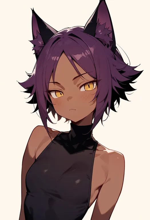 masterpiece, best quality, score_7, safe, shihouin yoruichi (cat), solo, upper body, simple background — by k3scat, made with ComfyUI