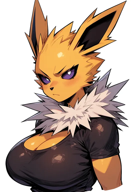 masterpiece, best quality, score_7, safe, jolteon, solo, upper body, simple background — by k3scat, made with ComfyUI