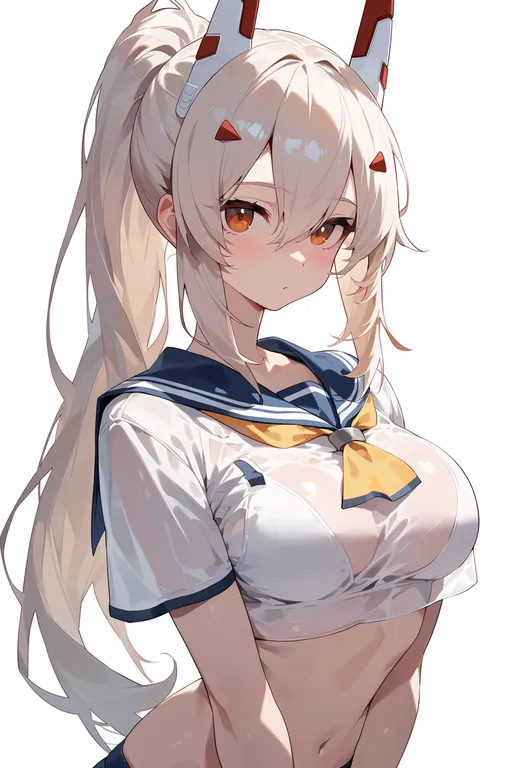 masterpiece, best quality, score_7, safe, ayanami (retrofit) (azur lane), azur lane, solo, upper body, simple background — by k3scat, made with ComfyUI