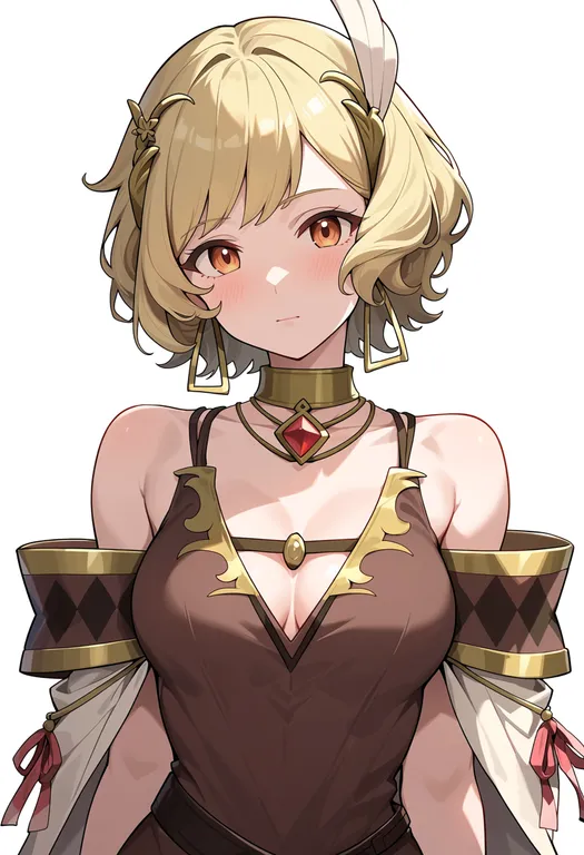 masterpiece, best quality, score_7, safe, citrinne (fire emblem), fire emblem, solo, upper body, simple background — by k3scat, made with ComfyUI
