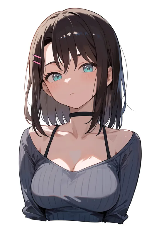 masterpiece, best quality, score_7, safe, okusawa misaki, solo, upper body, simple background — by k3scat, made with ComfyUI