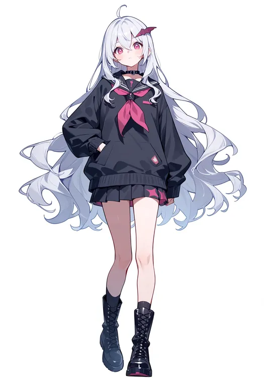 masterpiece, best quality, score_7, safe, shinkai shoujo (vocaloid), solo, simple background — by k3scat, made with ComfyUI