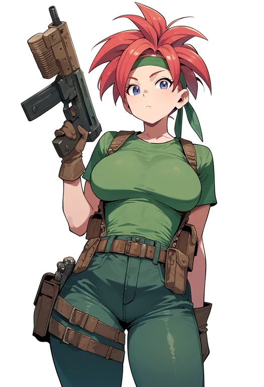 masterpiece, best quality, score_7, safe, chrono trigger, solo, simple background — by k3scat, made with ComfyUI
