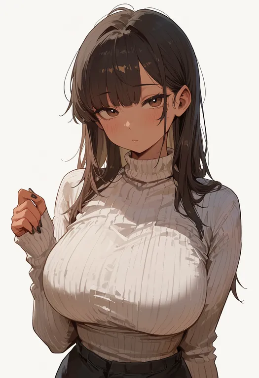 masterpiece, best quality, score_7, safe, food-themed clothes, 1girl, solo, upper body, simple background — by k3scat, made with ComfyUI
