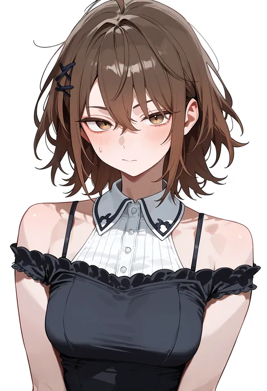 masterpiece, best quality, score_7, safe, misaka worst, solo, upper body, simple background — by k3scat, made with ComfyUI